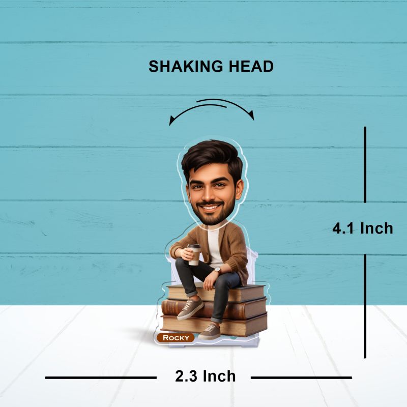 Customized Battery Powered Bobblehead Caricature with Shaking Head Feature for Home & Office Desk Decor Gift for Teacher, Professor, Boss, Brother & Friends